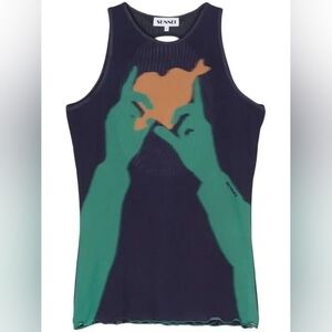 Sunnei | NWT Buco Tulle Top Dark Blue Small